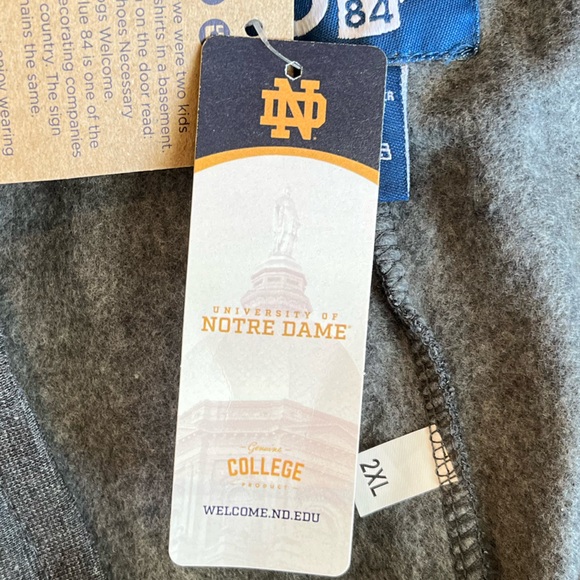 Blue ‘84 Notre Dame Fightin’ Irish Men’s Unisex Gray Drawstring Sweatpants 2XL - Picture 9 of 10